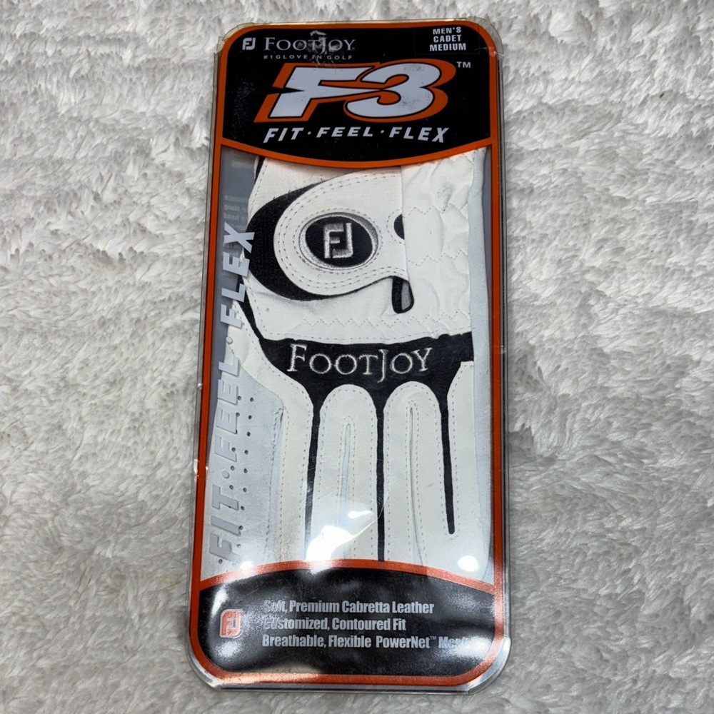 FootJoy F3 Golf Glove in White and Black Mens Cadet Medium Left